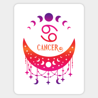 Rainbow Ombre Moon Phases and Cancer Zodiac Symbol Sticker